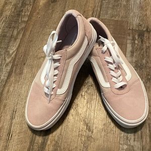 Vans pale pink leather and canvas tennis shoes size 7